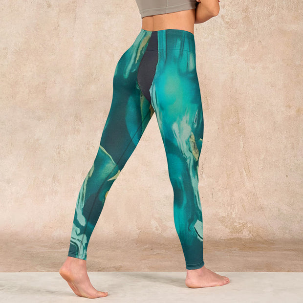 Buddha Stones DarkCyan Natural Landscapes Exercise Leggings Women's Yoga Pants - image 5