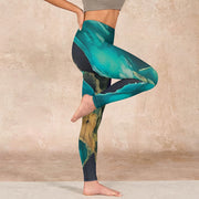 Buddha Stones DarkCyan Natural Landscapes Exercise Leggings Women's Yoga Pants Leggings BS 15