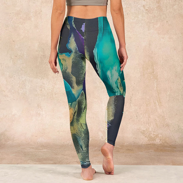 Buddha Stones DarkCyan Natural Landscapes Exercise Leggings Women's Yoga Pants