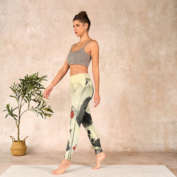 Buddha Stones Lotus Mountains House Print Gym Leggings Women's Yoga Pants