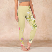 Buddha Stones Flowers Plants Butterfly Print Fitness Leggings Women's Yoga Pants