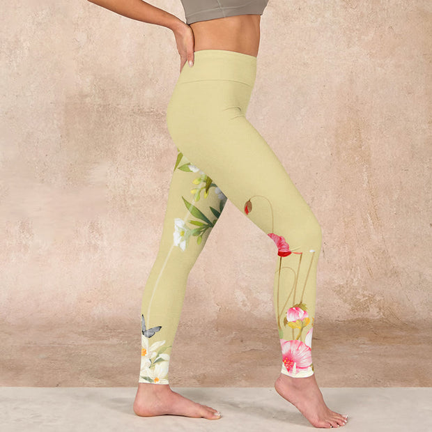 Buddha Stones Flowers Plants Butterfly Print Fitness Leggings Women's Yoga Pants - image 17