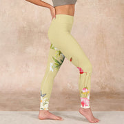 Buddha Stones Flowers Plants Butterfly Print Fitness Leggings Women's Yoga Pants Leggings BS 17