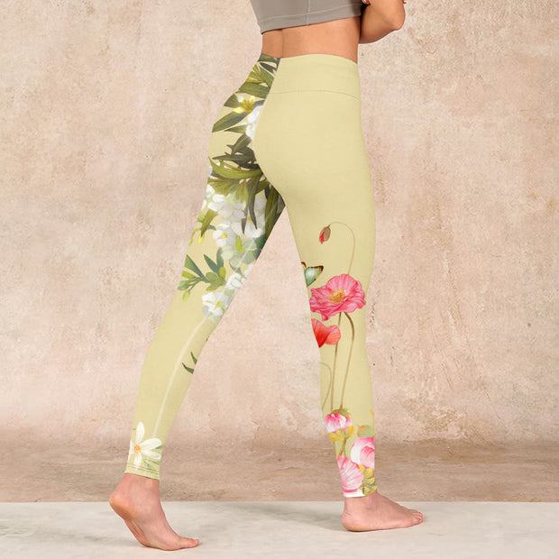Buddha Stones Flowers Plants Butterfly Print Fitness Leggings Women's Yoga Pants - image 5