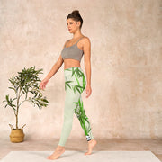 Buddha Stones Lush Bamboo Panda Auspicious Cloud Waves Print Gym Leggings Women's Yoga Pants - image 13