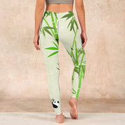 Buddha Stones Lush Bamboo Panda Auspicious Cloud Waves Print Gym Leggings Women's Yoga Pants - image 15