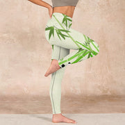 Buddha Stones Lush Bamboo Panda Auspicious Cloud Waves Print Gym Leggings Women's Yoga Pants - image 16