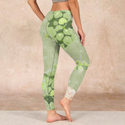 Buddha Stones Green Grapes Pink Roses Gym Leggings Women's Yoga Pants Leggings BS 2