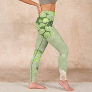 Buddha Stones Green Grapes Pink Roses Gym Leggings Women's Yoga Pants Leggings BS 17