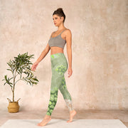 Buddha Stones Green Grapes Pink Roses Gym Leggings Women's Yoga Pants Leggings BS 13