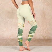 Buddha Stones Lotus Flower Leaf Dragonfly Print Fitness Leggings Women's Yoga Pants Leggings BS 2