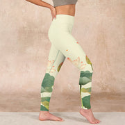 Buddha Stones Lotus Flower Leaf Dragonfly Print Fitness Leggings Women's Yoga Pants Leggings BS 17