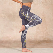 Buddha Stones Orchid Flower Roses Gym Leggings Women's Yoga Pants