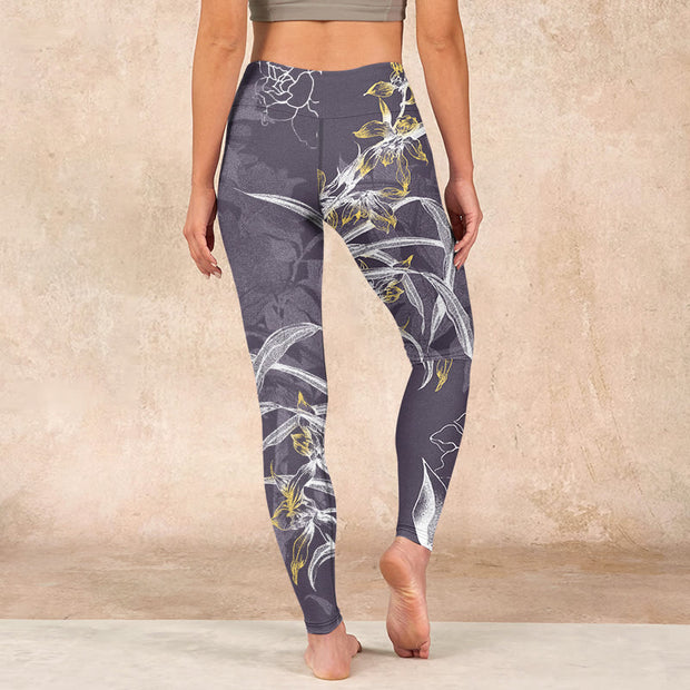 Buddha Stones Orchid Flower Roses Gym Leggings Women's Yoga Pants Leggings BS 15