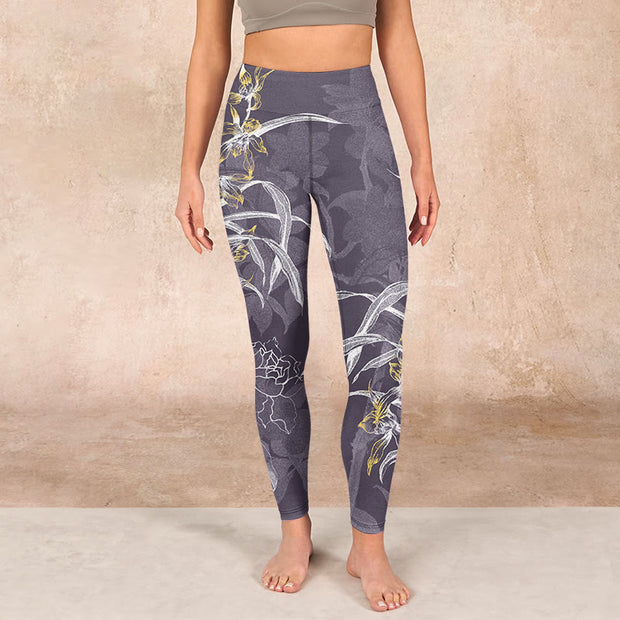 Buddha Stones Orchid Flower Roses Gym Leggings Women's Yoga Pants - image 2