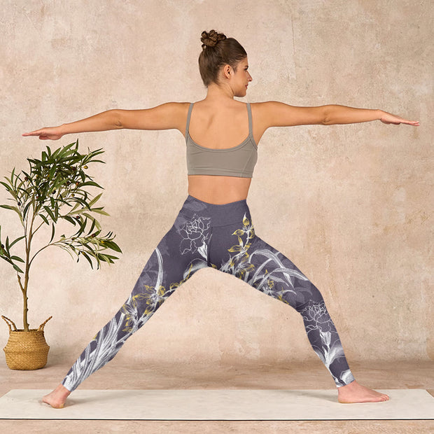 Buddha Stones Orchid Flower Roses Gym Leggings Women's Yoga Pants - image 11