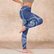 Buddha Stones Navy Blue White Design Gym Leggings Women's Yoga Pants - image 16