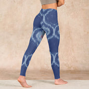 Buddha Stones Navy Blue White Design Gym Leggings Women's Yoga Pants Leggings BS 4