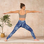 Buddha Stones Navy Blue White Design Gym Leggings Women's Yoga Pants - image 11