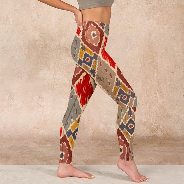 Buddha Stones Plaid Printed Gym Leggings Women's Yoga Pants