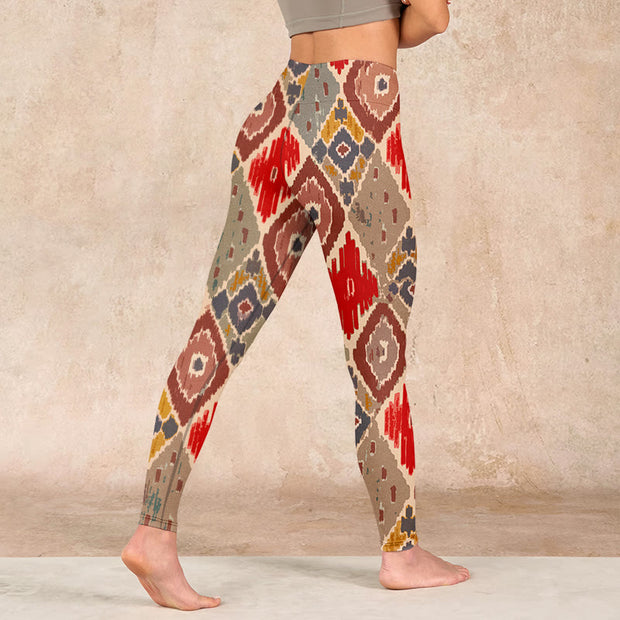 Buddha Stones Plaid Printed Gym Leggings Women's Yoga Pants