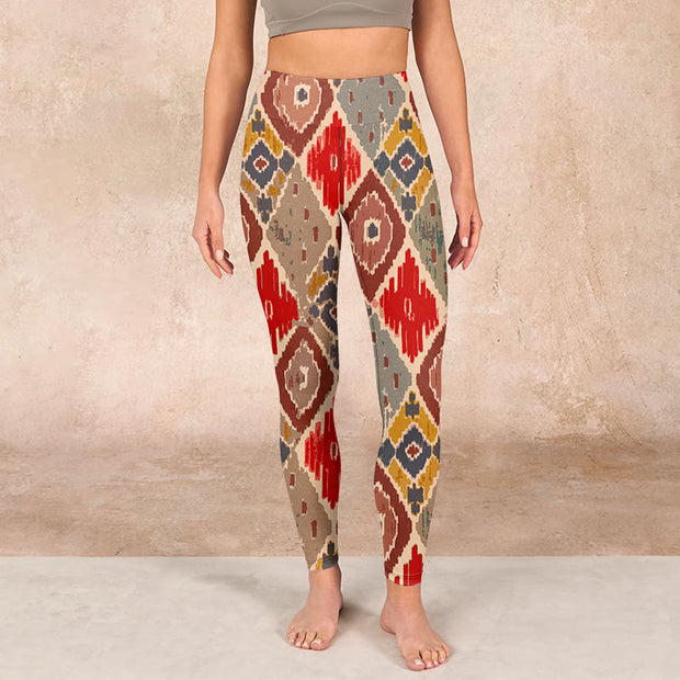 Buddha Stones Plaid Printed Gym Leggings Women's Yoga Pants - image 2