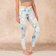 Buddha Stones Cherry Blossom Butterflies Print Gym Leggings Women's Yoga Pants - Beige - US18，UK/AU22，EU50 (4XL) - image 1