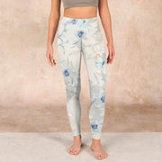 Buddha Stones Cherry Blossom Butterflies Print Gym Leggings Women's Yoga Pants