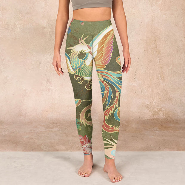 Buddha Stones Vibrant Phoenix Flowers Print Gym Leggings Women's Yoga Pants - image 2