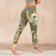 Buddha Stones Vibrant Phoenix Flowers Print Gym Leggings Women's Yoga Pants Leggings BS 4