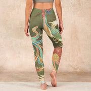 Buddha Stones Vibrant Phoenix Flowers Print Gym Leggings Women's Yoga Pants - image 15