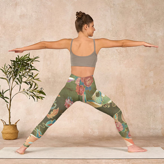 Buddha Stones Vibrant Phoenix Flowers Print Gym Leggings Women's Yoga Pants - image 11