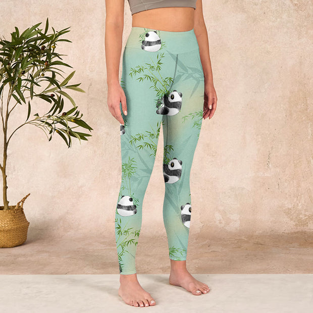 Buddha Stones Bamboo Panda Print Gym Leggings Women's Yoga Pants