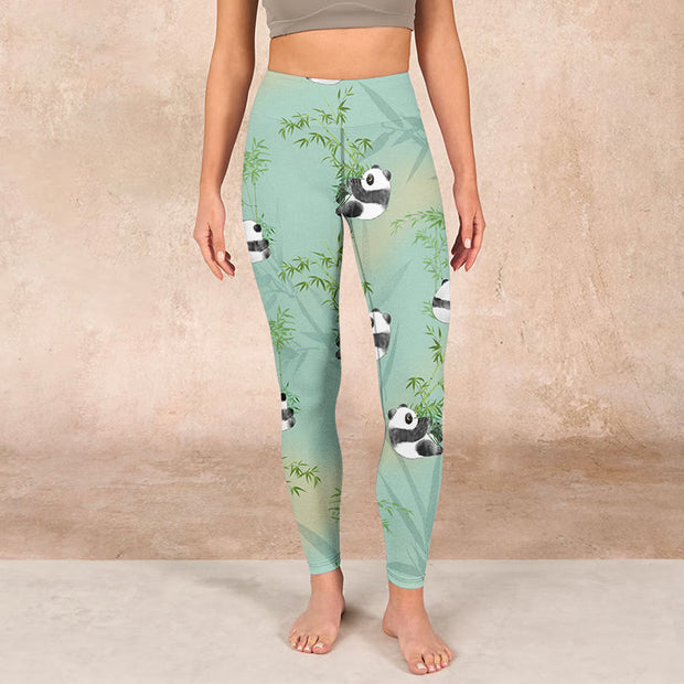 Buddha Stones Bamboo Panda Print Gym Leggings Women's Yoga Pants Leggings BS 1