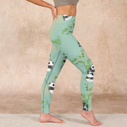 Buddha Stones Bamboo Panda Print Gym Leggings Women's Yoga Pants Leggings BS 17