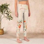 Buddha Stones Apricot Butterfly Peony Flowers Leaves Print Gym Leggings Women's Yoga Pants - image 4