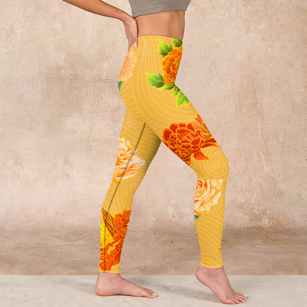Buddha Stones Vibrant Rose Flowers Print Gym Leggings Women's Yoga Pants - image 17