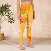 Buddha Stones Vibrant Rose Flowers Print Gym Leggings Women's Yoga Pants - image 4