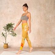 Buddha Stones Vibrant Rose Flowers Print Gym Leggings Women's Yoga Pants