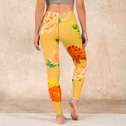 Buddha Stones Vibrant Rose Flowers Print Gym Leggings Women's Yoga Pants