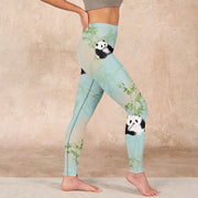 Buddha Stones Pandas Bamboo Print Gym Leggings Women's Yoga Pants Leggings BS 17