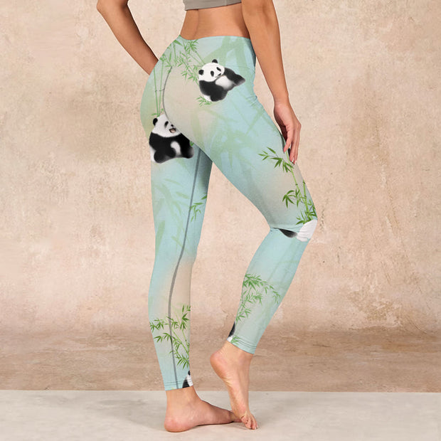 Buddha Stones Pandas Bamboo Print Gym Leggings Women's Yoga Pants - image 3