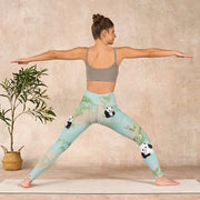 Buddha Stones Pandas Bamboo Print Gym Leggings Women's Yoga Pants