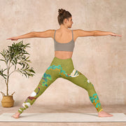 Buddha Stones Flying Cranes Auspicious Clouds Trees Print Gym Leggings Women's Yoga Pants - image 11