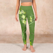 Buddha Stones Magpie Flowers Branches Print Gym Leggings Women's Yoga Pants