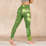 Buddha Stones Magpie Flowers Branches Print Gym Leggings Women's Yoga Pants