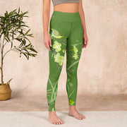 Buddha Stones Magpie Flowers Branches Print Gym Leggings Women's Yoga Pants