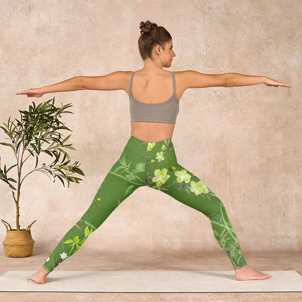 Buddha Stones Magpie Flowers Branches Print Gym Leggings Women's Yoga Pants - image 11