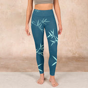 Buddha Stones Lush Turquoise Bamboo Panda Pattern Gym Leggings Women's Yoga Pants