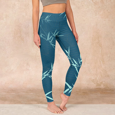 Buddha Stones Lush Turquoise Bamboo Panda Pattern Gym Leggings Women's Yoga Pants - Teal - US18，UK/AU22，EU50 (4XL) - image 1